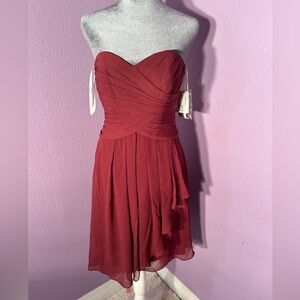 David’s bridal strapless bridesmaid dress wine colored